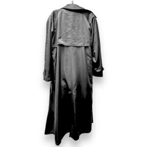 NWT Vintage Nordstrom Gallery Women’s Satin Trench Coat Black Removable Lining